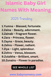 Islamic Baby Girl Names With Meaning