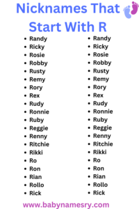 Nicknames that start with r