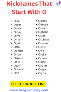 Nicknames That Start With O