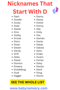 Nicknames Starting With D