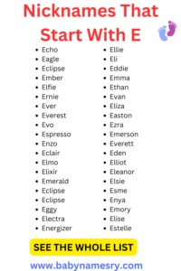 Nicknames Starting With E