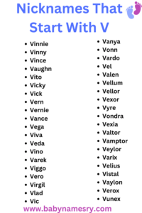 Nicknames that start with V