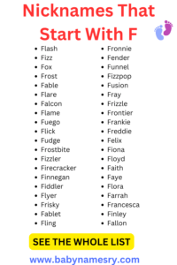 Nicknames Starting With F