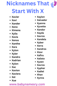 Nicknames that start with X