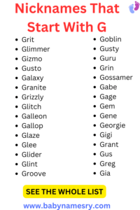 Nicknames That Start With G