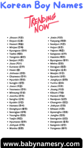 Korean boy names